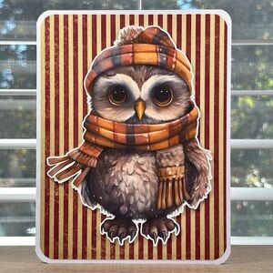 Handmade Cute Winter Owl Greeting Card